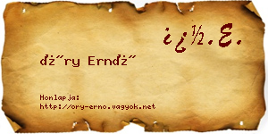 Őry Ernő névjegykártya